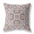 Palacedesigns 26 in. Pale Purple Floral Indoor & Outdoor Zip Throw Pillow Brown & Yellow PA3092069